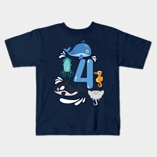 ocean summer 4th birthday Kids T-Shirt